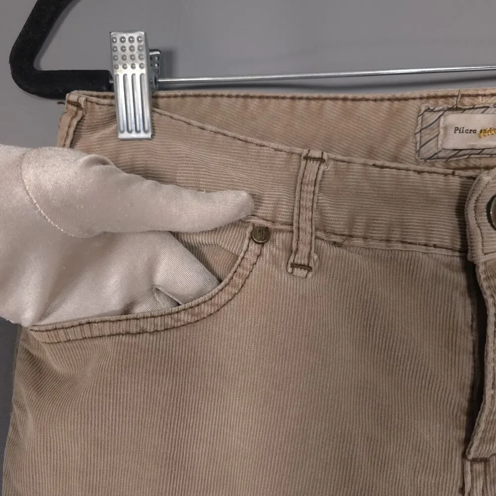 ANTHROPOLOGIE PILCRO Corduroy 28 Skinny Pants Jeans Beige Stretch‎ Vintage Slim